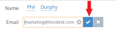 A screenshot of how to update your email address within LionDesk.